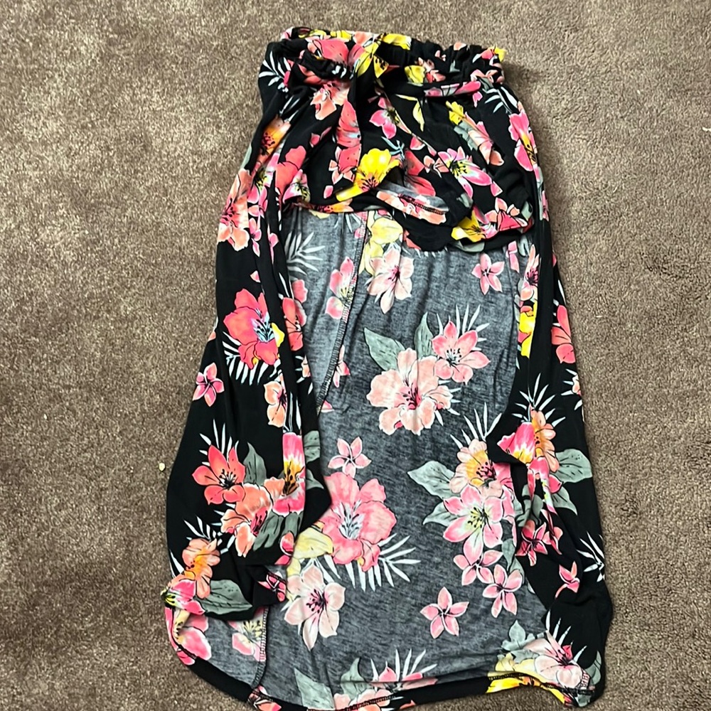Tropical shorts with skirt tie belt